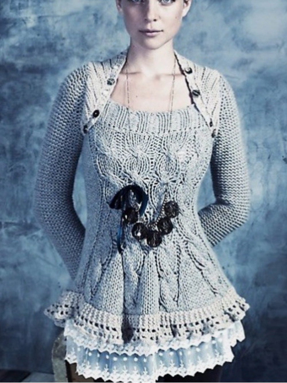 Anthropologie Y2K Pinafore Pullover Sweater By Rosie Neira Sz S Wool Angora